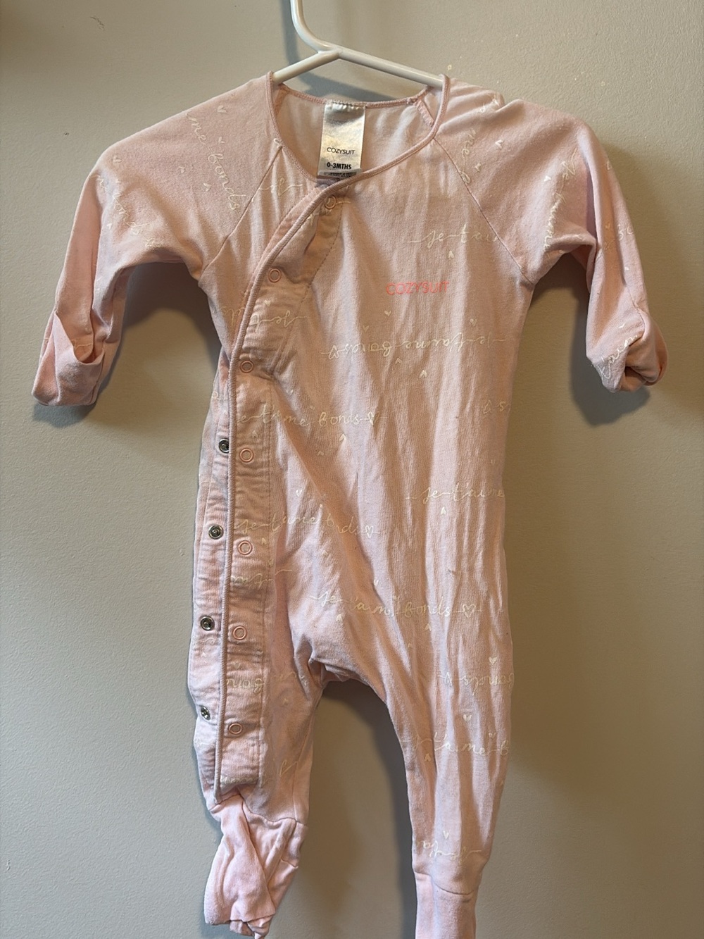 Bonds Light Pink Snap Front Footed One-Piece